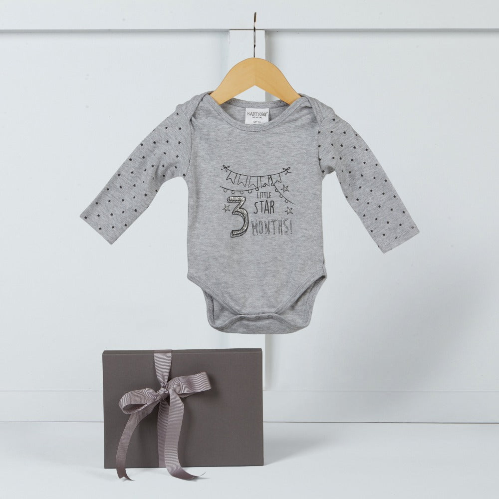 3 month baby milestone bodysuit | Hamper Lounge